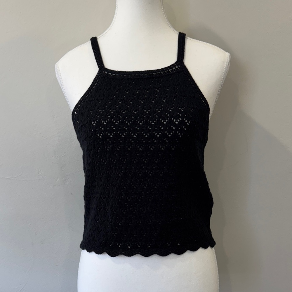 NWT French Connection Black Crochet Tank Top - Size Small